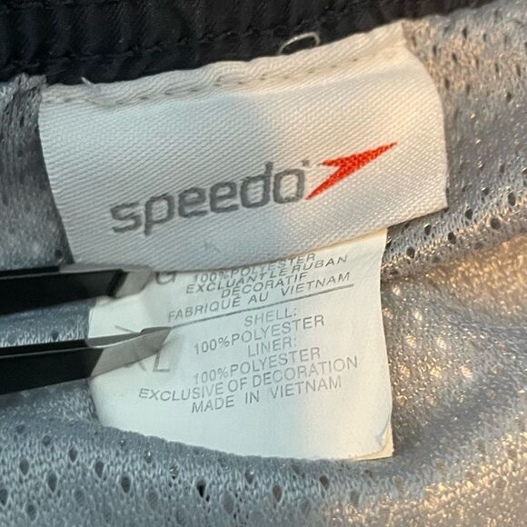 Speedo Quickdry Tartan Plaid Swim Trunks Black White Lined Board Shorts XL - Picture 4 of 6